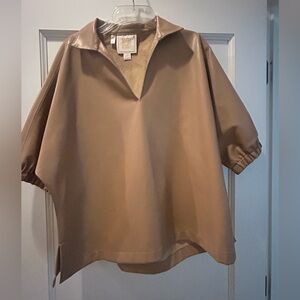 Emily McCarthy camel tan Poppy Top in Sandshell butter soft Vegan Leather. Med